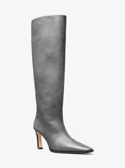 Michael Kors Darrah Burnished Leather Boot In Gray