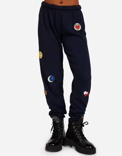Lauren Moshi Tanzy Hippie Patches Jogger Sweatpants In Navy In Black