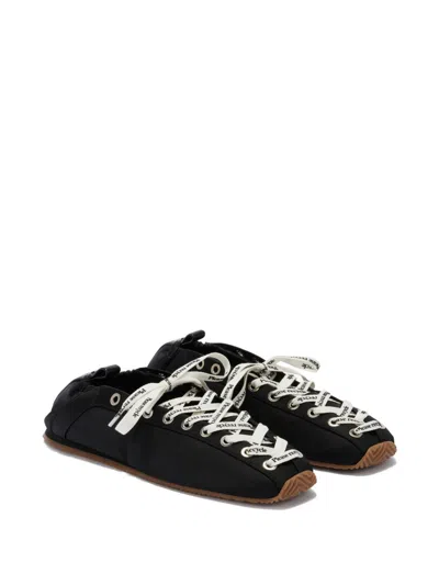 Ganni Sporty Nylon Ballerina Sneakers Lace Up In Black