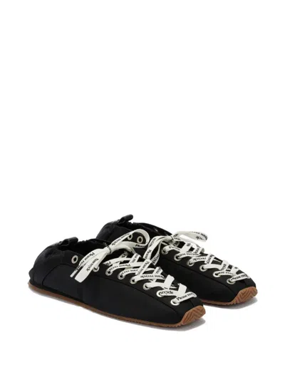 Ganni Sporty Nylon Ballerina Sneakers Lace Up In Black