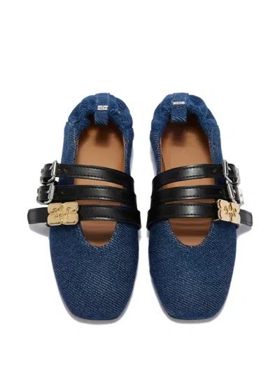 Ganni Sue Triple Ballerina Woman Blue In Multi