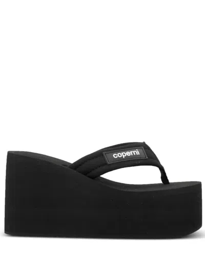 Coperni Platform Sole Open Toe Flat Slides In Black