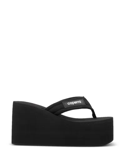 Coperni Platform Sole Open Toe Flat Slides In Black