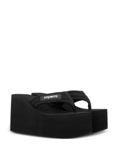 Coperni Platform Sole Open Toe Flat Slides In Black