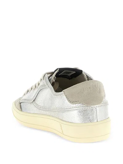 Autry Windscape Low Silver Canvas Suede Cow Leather Rubber Sneakers In Gray