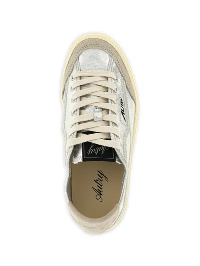 Autry Windscape Low Silver Canvas Suede Cow Leather Rubber Sneakers In Gray