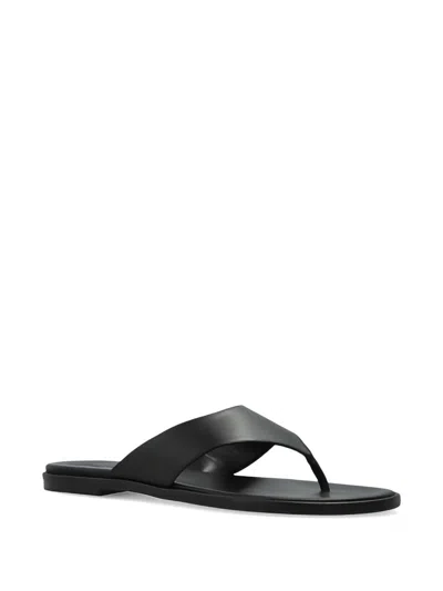 Aeyde Minimalist Wide Strap Toe Post Sandals In Black