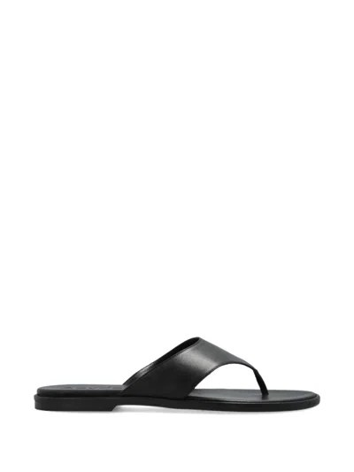 Aeyde Minimalist Wide Strap Toe Post Sandals In Black