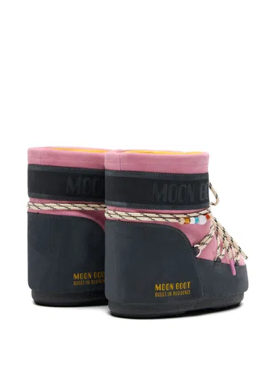 Moon Boot Woman Ankle Boots Antique Rose Size 8-9.5 Leather In Pink
