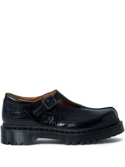 Dr. Martens Rejena Mj Analine Croc Emboss Woman Loafers Black Size 7 Leather