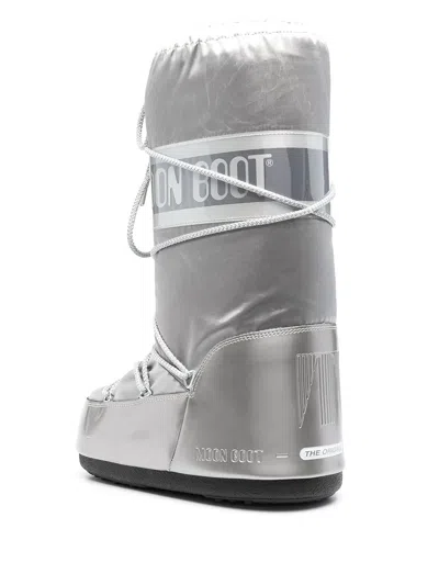 Moon Boot Mb Icon Glance Woman Boot Light Grey Size 8-9.5 Polyamide, Polyester, Pvc - Polyvinyl Chlo In Metallic