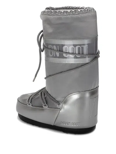 Moon Boot Mb Icon Glance Woman Boot Light Grey Size 8-9.5 Polyamide, Polyester, Pvc - Polyvinyl Chlo In Metallic