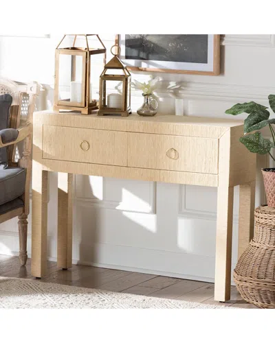 Baxton Studio Noah Grasscloth 2-drawer Console Table In Multi