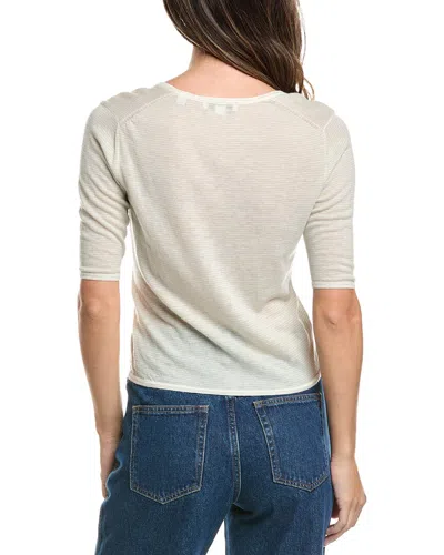 Vince Micro Stripe Cardigan In White