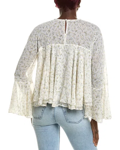 1.state Keyhole Back Ruffle Blouse In White
