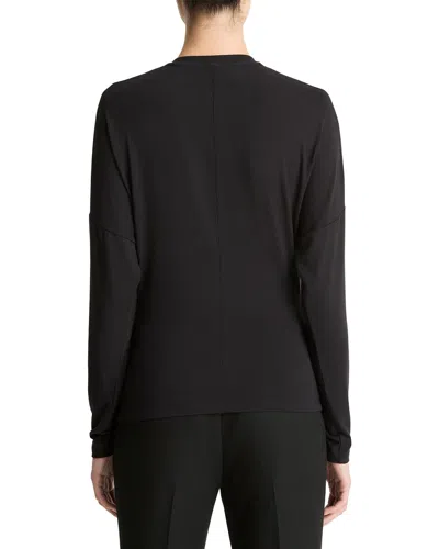 Vince Fixed-drape Long-sleeve Blouse In Black