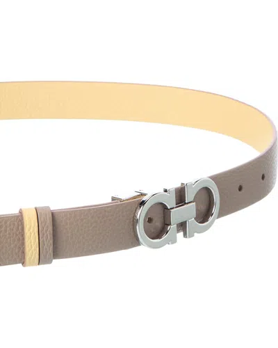 Ferragamo Gancini Reversible Leather Belt In Neutral