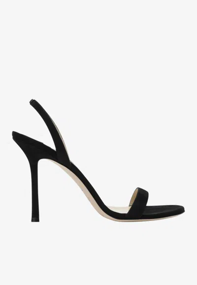 Jimmy Choo Jenn 85mm Suede Slingback Sandals In Black
