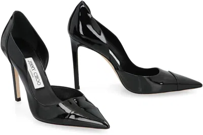 Jimmy Choo Brigitte Black Pumps With Thin Heel In Shiny Leather Woman