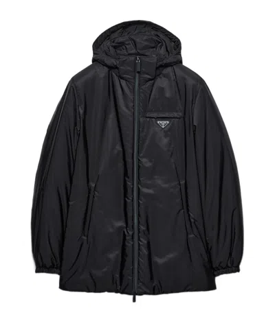 Prada Medium-weight Re-nylon Down Jacket In Black