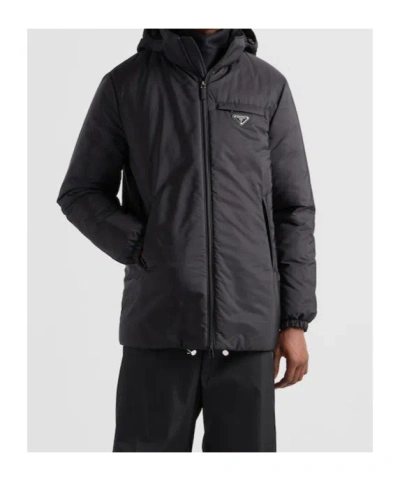 Prada Medium-weight Re-nylon Down Jacket In Black