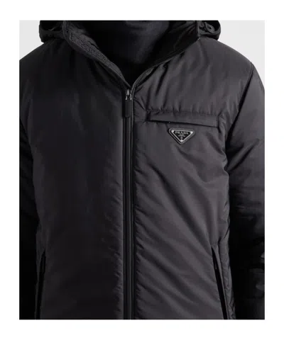 Prada Medium-weight Re-nylon Down Jacket In Black