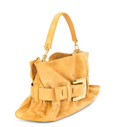 Balmain Solid Color Shoulder Bag In Yellow
