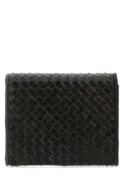 Prada Woven-design Foldover Wallet In Black