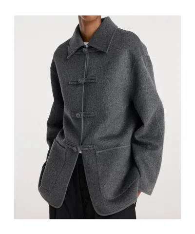 Rohe Double-faced Wool Pankou Closure Jacket In Gray