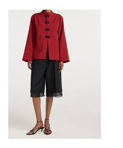 Rohe Jacket Mandarin Collar Button Front Pockets In Red