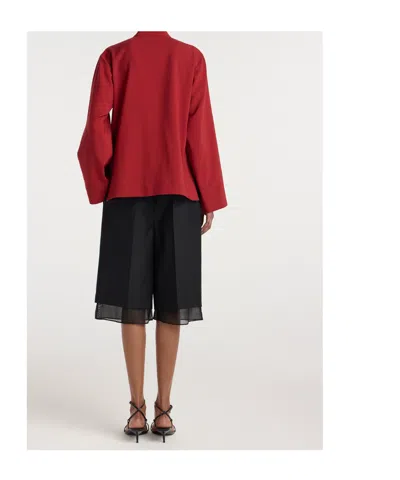 Rohe Jacket Mandarin Collar Button Front Pockets In Red