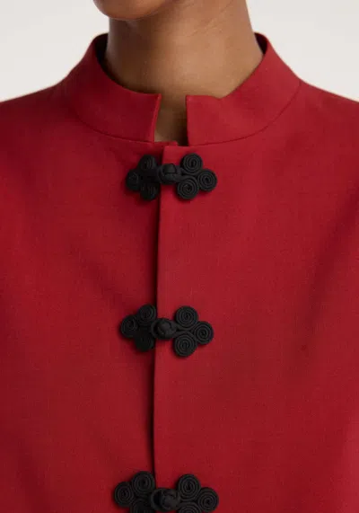 Rohe Jacket Mandarin Collar Button Front Pockets In Red