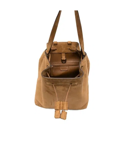 The Row Drawstring-fastening Suede Backpack In Brown