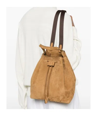 The Row Drawstring-fastening Suede Backpack In Brown