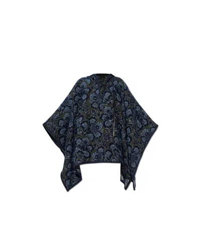 Etro Floral Pattern Shawl In Blue
