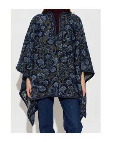 Etro Floral Pattern Shawl In Blue
