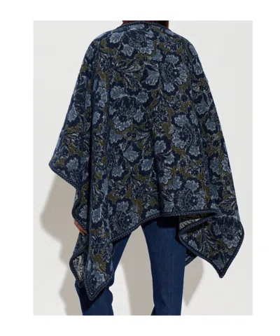 Etro Floral Pattern Shawl In Blue