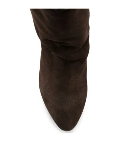 Isabel Marant Dalby Draped Suede Ankle Boots With Pointed Toe And Cone Heel In Brown