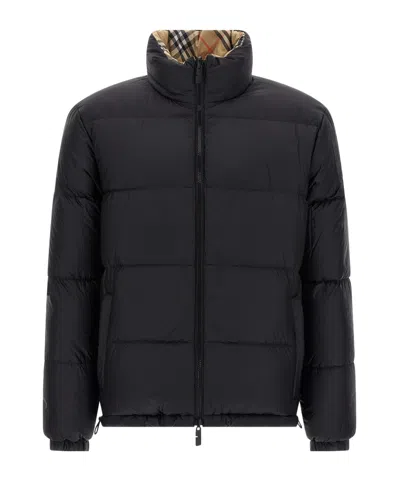 Burberry Quilted Jacket With Distinctive Plaid Pattern In Neutral