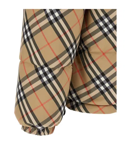 Burberry Quilted Jacket With Distinctive Plaid Pattern In Neutral