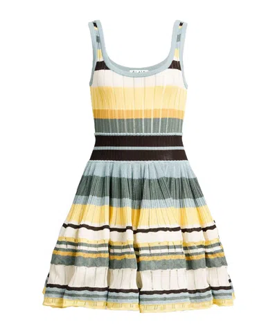 Alaïa Womens Scoop-neck Crinoline Ribbed-knit Mini Dress Multicolor Jaune In Multi