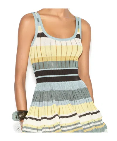 Alaïa Womens Scoop-neck Crinoline Ribbed-knit Mini Dress Multicolor Jaune In Multi
