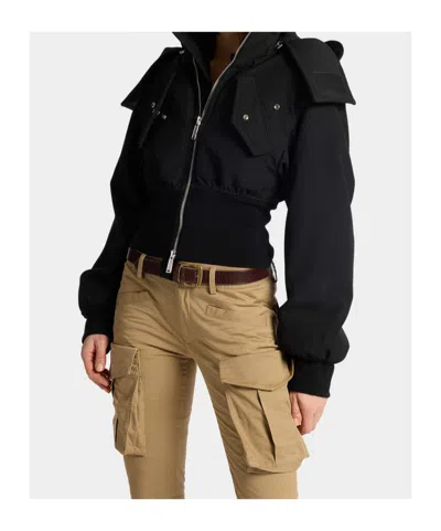 Dsquared2 Military Chic Mini Down Jacket In Black