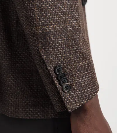 Corneliani Virgin Wool Mouliné Check Blazer In Brown