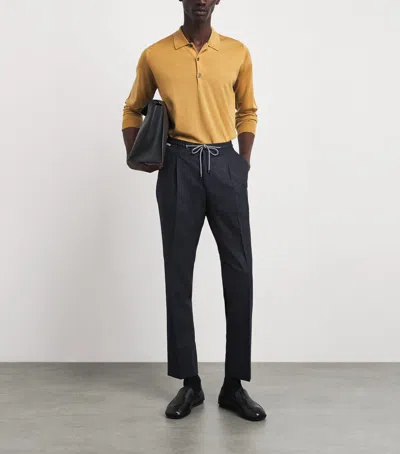Corneliani Virgin Wool-blend Drawstring Trousers In Multi