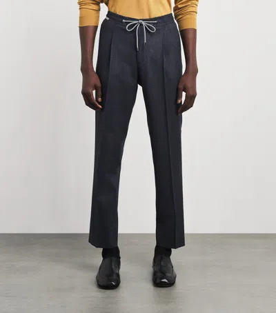 Corneliani Virgin Wool-blend Drawstring Trousers In Multi