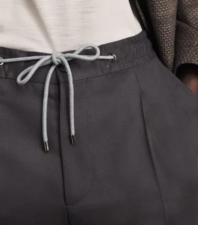 Corneliani Virgin Wool Drawstring Trousers In Blue