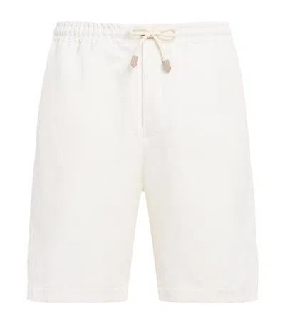 Canali Straight-leg Linen And Silk-blend Bermuda Shorts In White