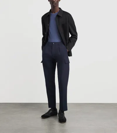 Herno Technical Cargo Trousers In Blue