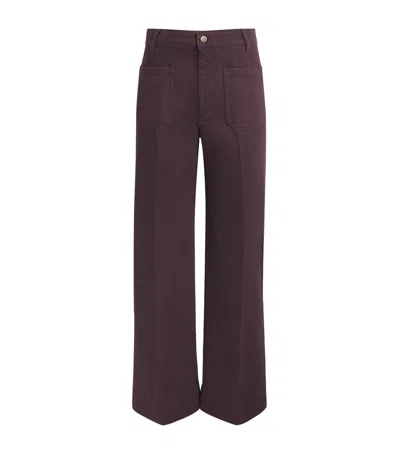 Victoria Beckham Alina High Waist Wide Leg Jeans In Burgundy